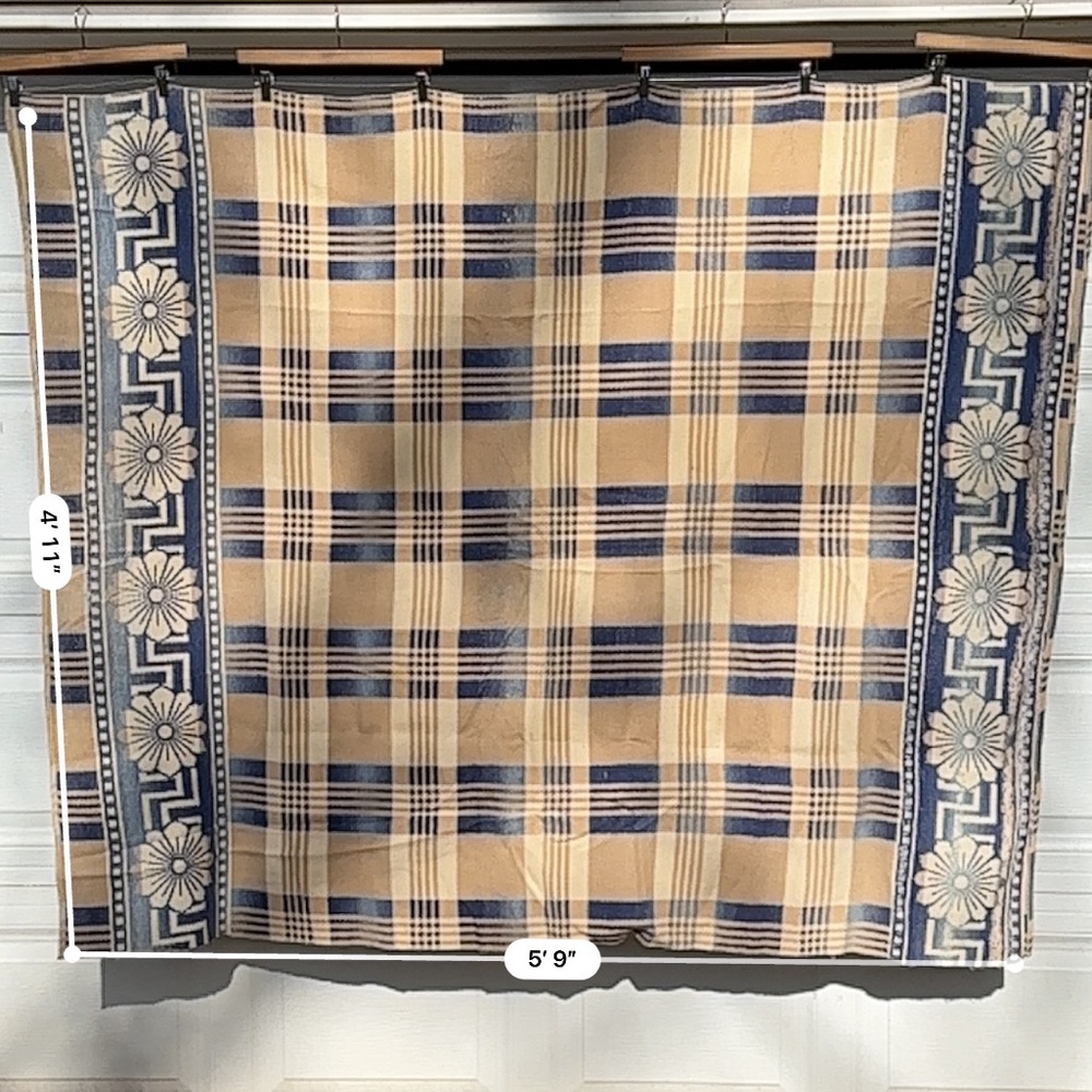 Vintage Antique Blue Wool Camp Blanket - Picture 4 of 9